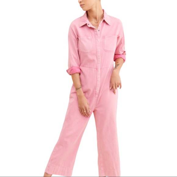 One Teaspoon x Free People Washed Pink XS Utility Denim Jumpsuit Coveralls - Picture 8 of 12